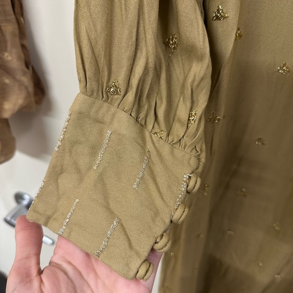 Olive Green Embroidered Kurta with Dupatta - Picture 3 of 8